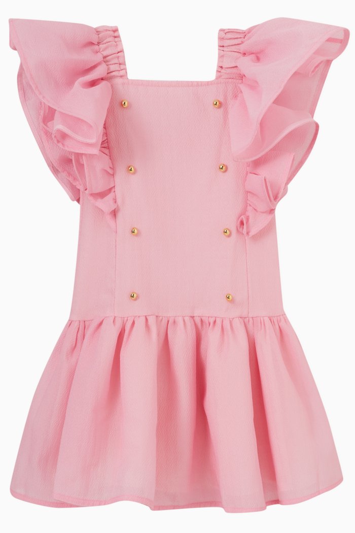 

Button Detail Ruffled Dress, Pink
