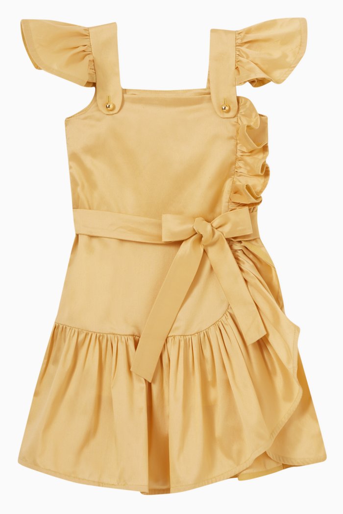 

Ruffled Waist Bow Dress, Yellow