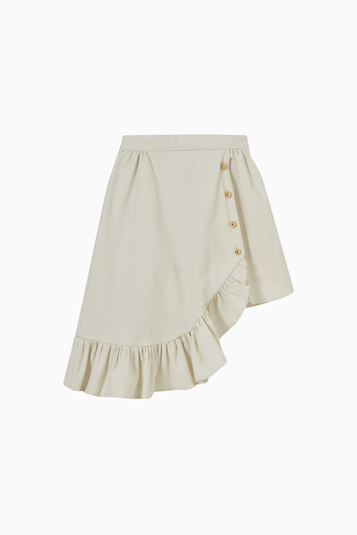 

Asymmetric Button Detail Skirt, Neutral