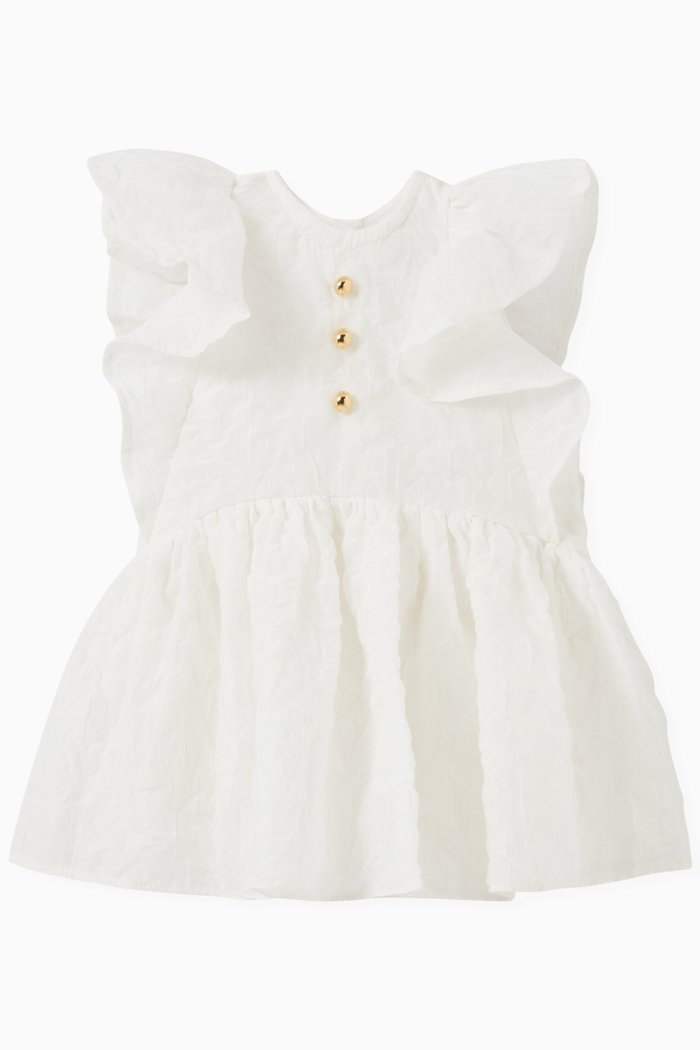 

Flounce Ruffled Dress in Cotton, White