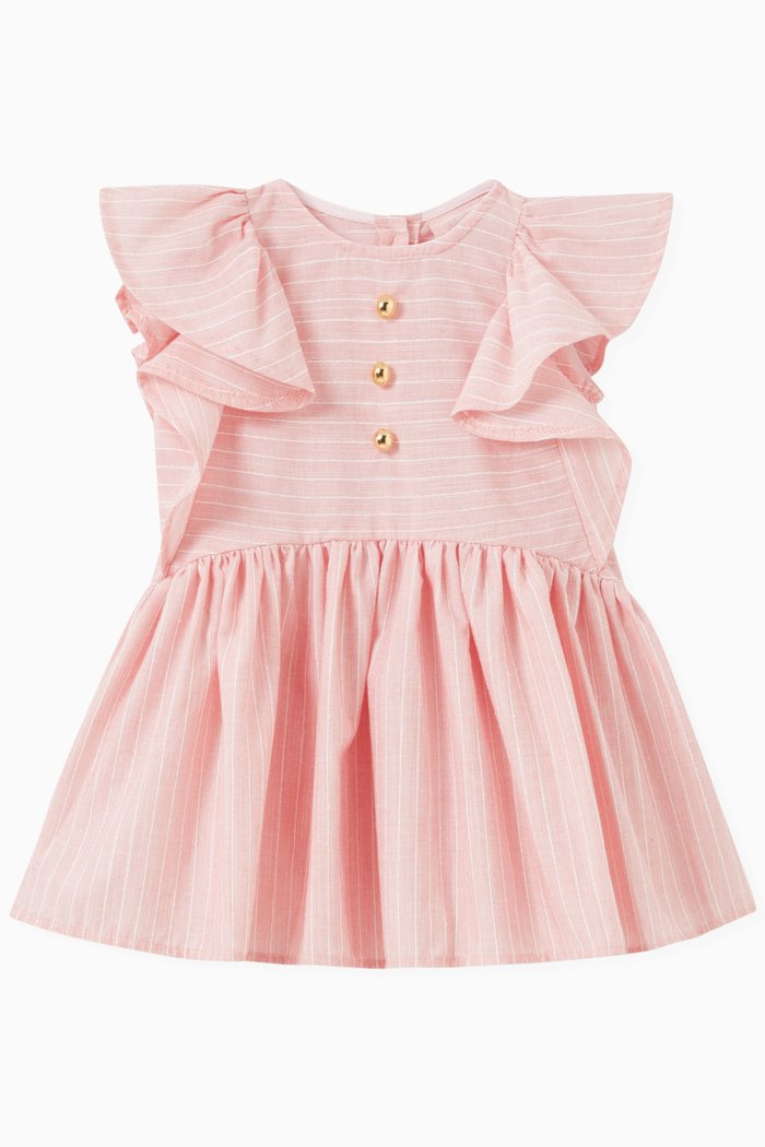 

Flounce Ruffled Dress in Cotton, Red