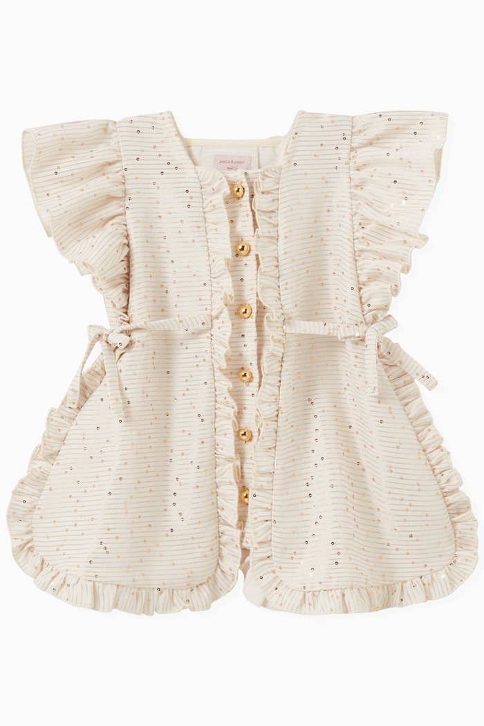 

Sequinned Ruffle Dress in Cotton-blend, Neutral