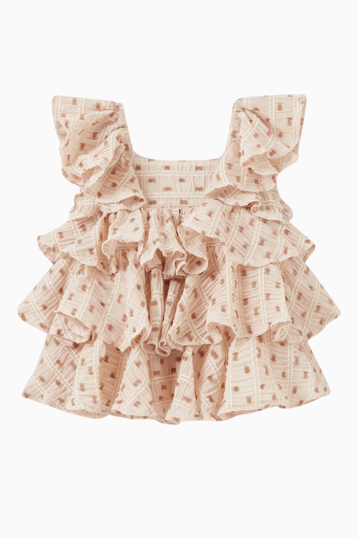 

Dotted Ruffled Dress, Neutral