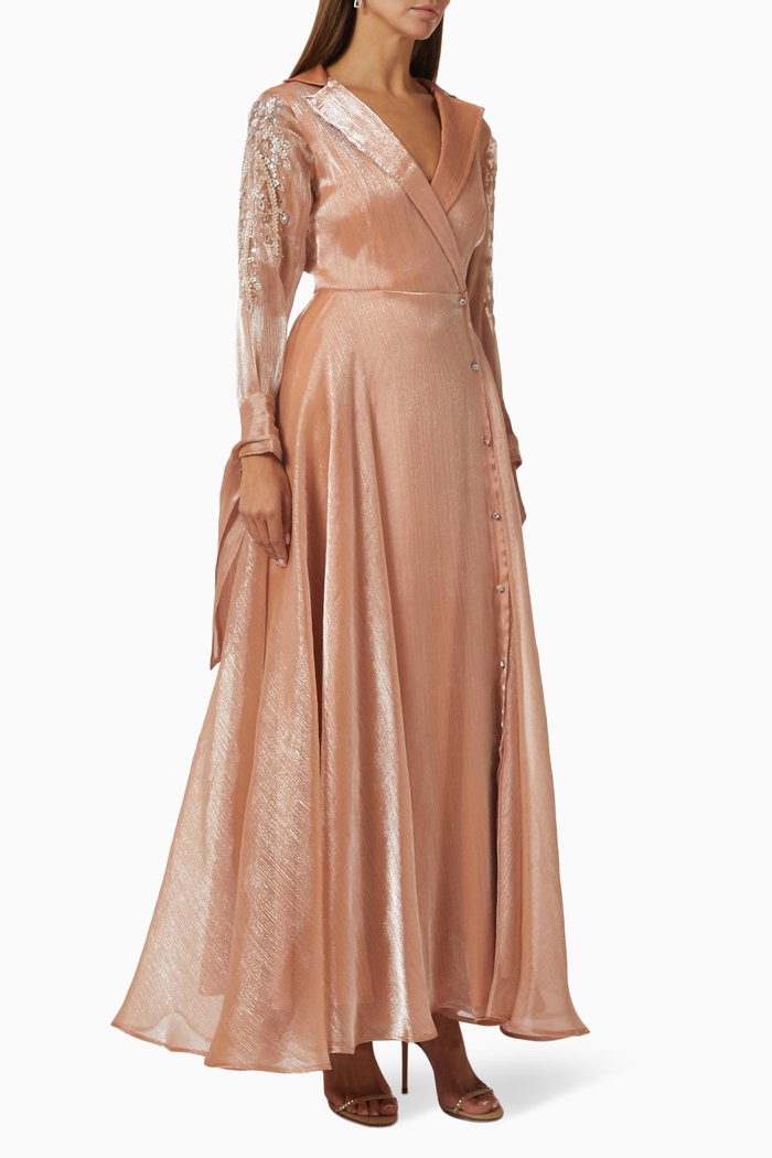 

Embellished Dress in Organza, Pink