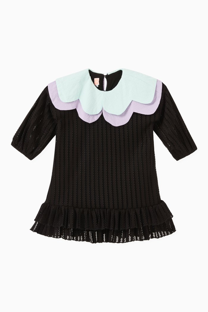 

Ruby Ruffled Neckline Dress, Black