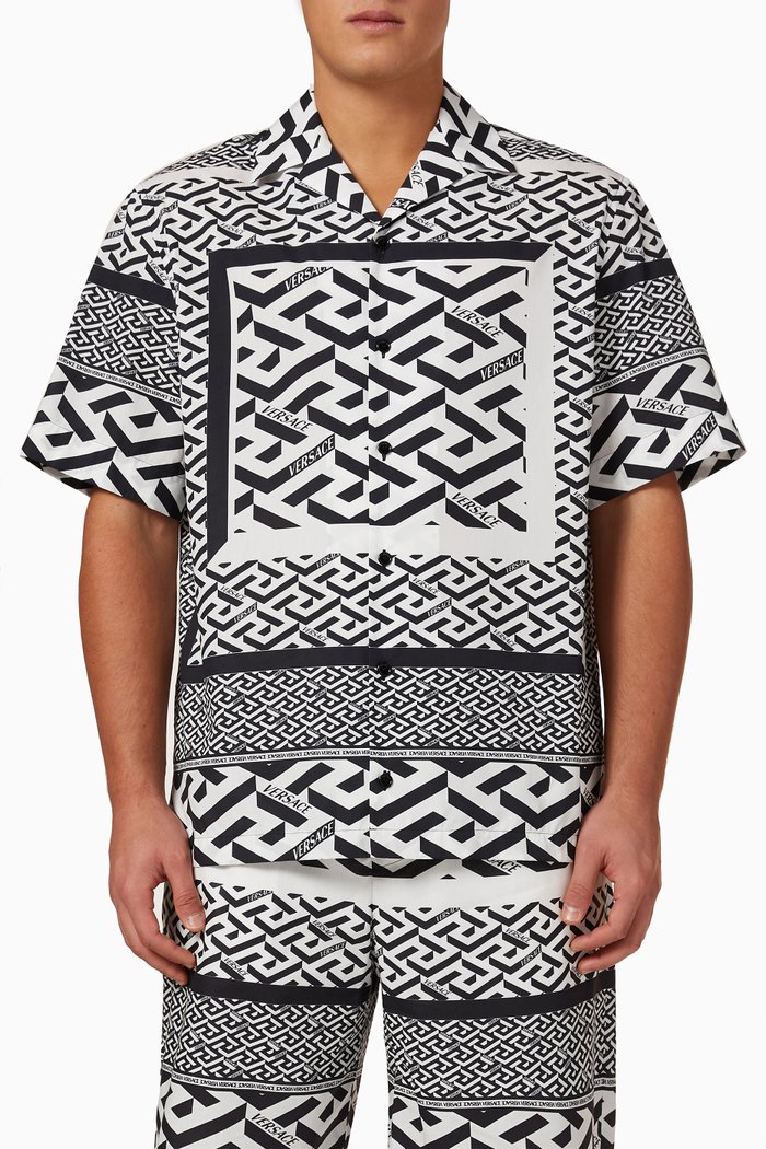 

Greca Shirt in Cotton, Black