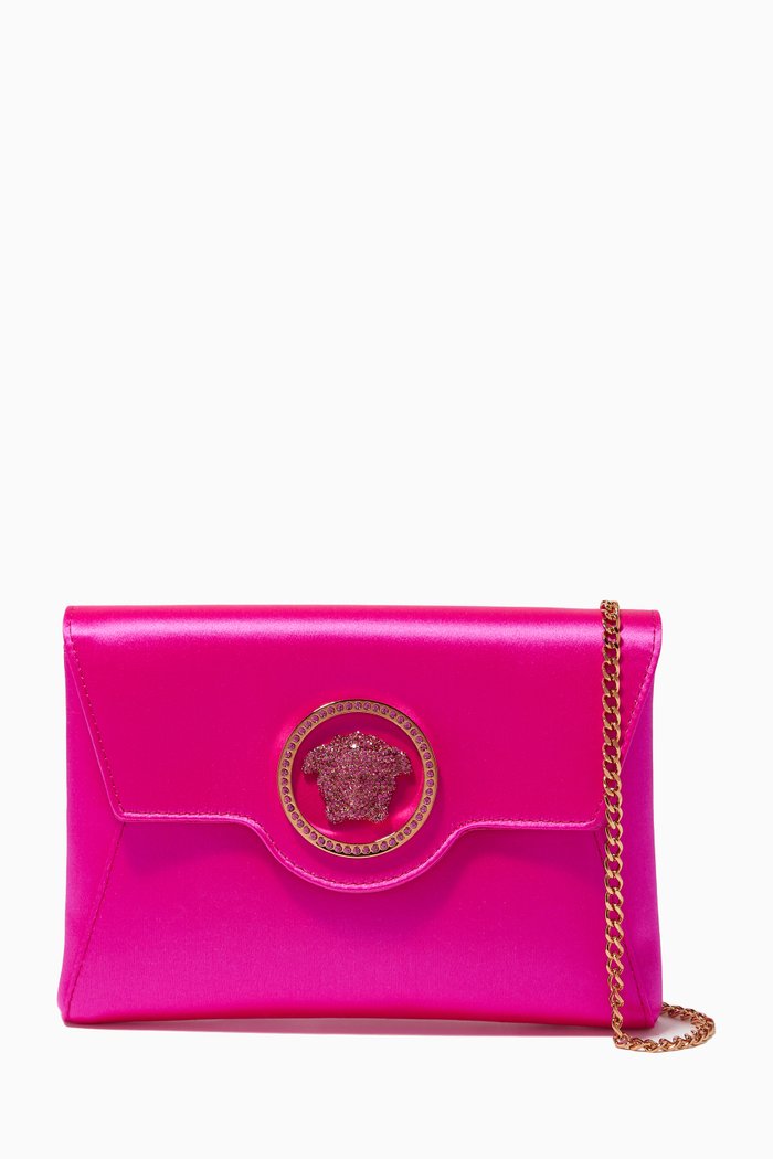 

La Medusa Envelope Clutch in Satin, Pink