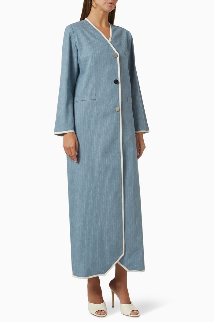 

Denim Look Structured Abaya, Blue