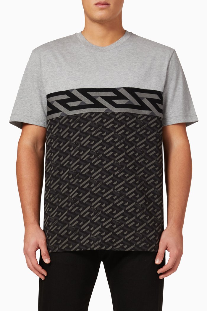 

La Greca T-shirt in Cotton Jersey, Grey