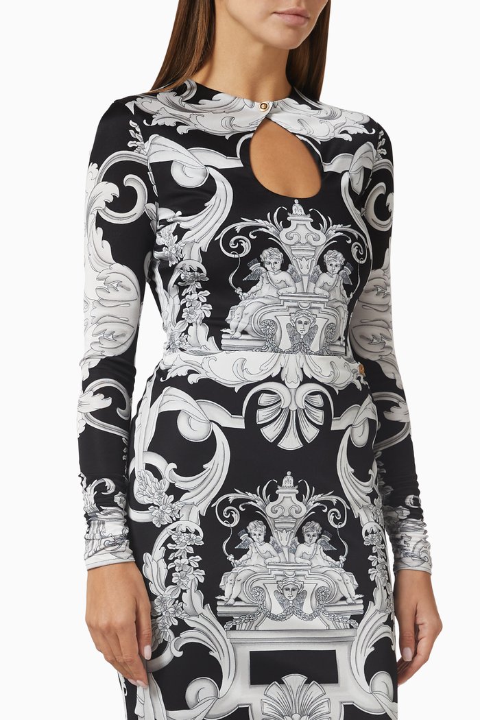 

Baroque Keyhole-neck Bodysuit in Viscose-jersey, Black