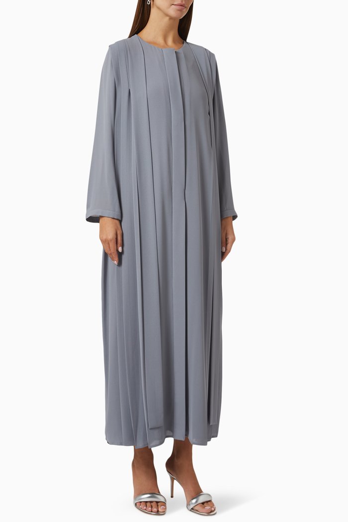 

Pleated Summer Abaya, Grey