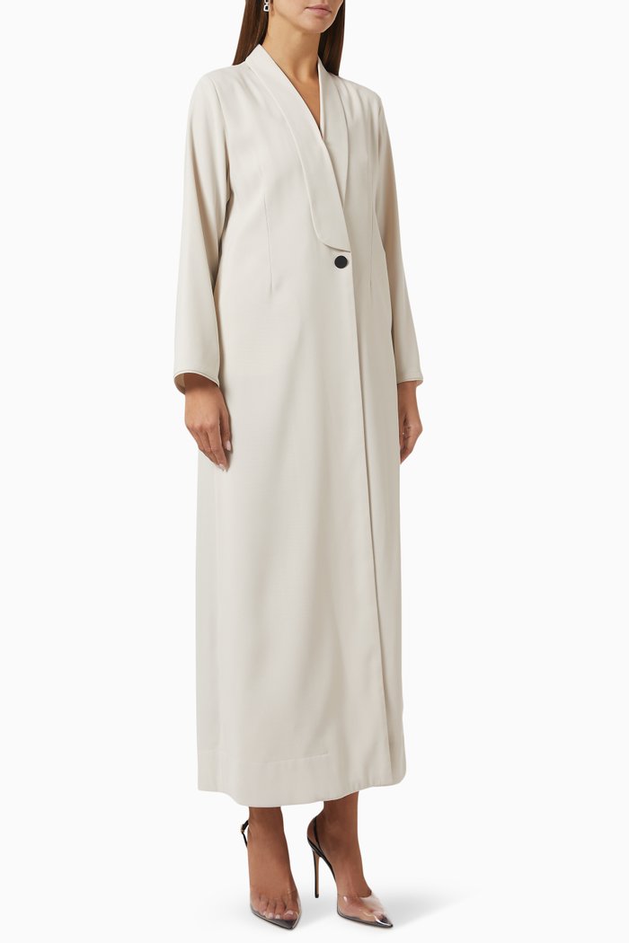 

Sleek Jacket Open Abaya, Neutral
