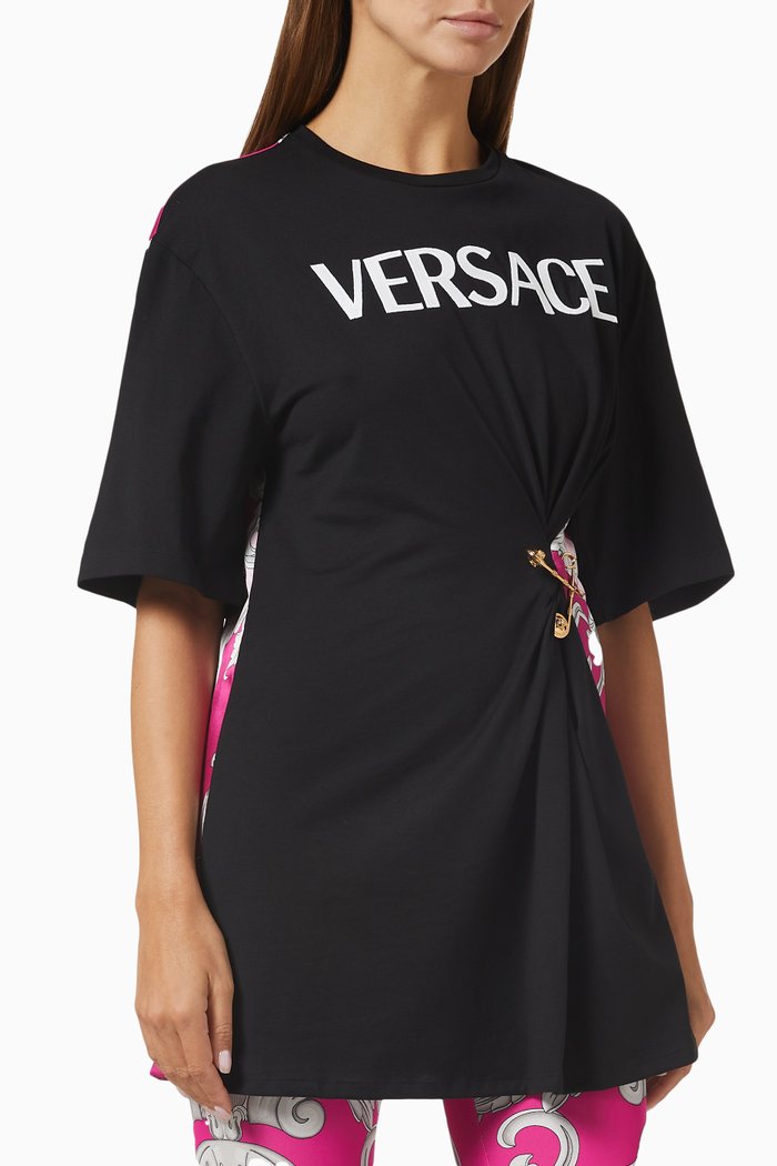 

Ventagli-print Safety Pin T-shirt in Cotton, Black