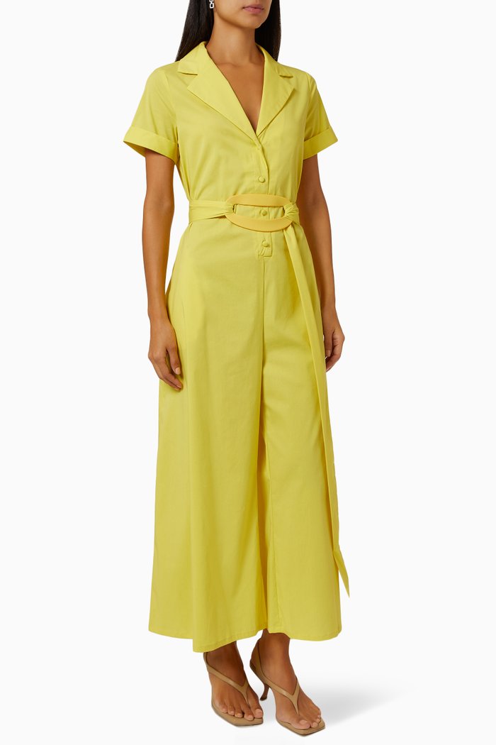 Belted Jumpsuit, Yellow