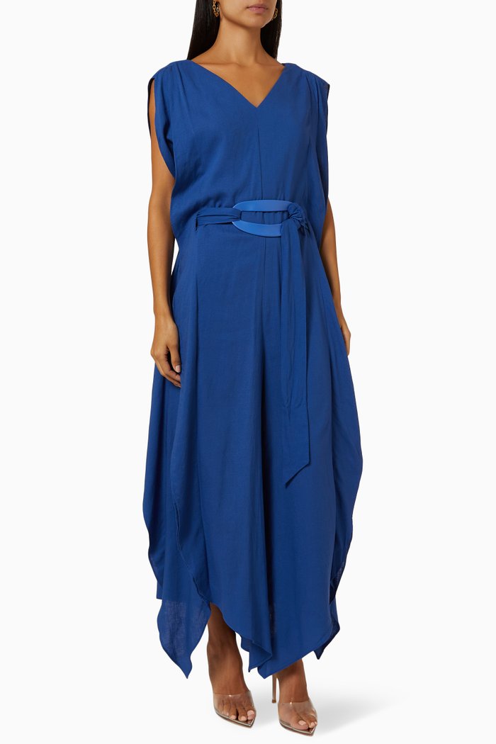 

Belted Flare Jumpsuit, Blue