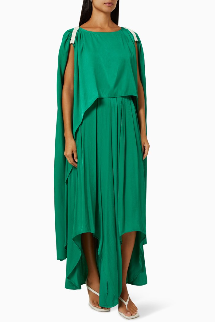 

Asymmetric Rope Top & Skirt Set, Green