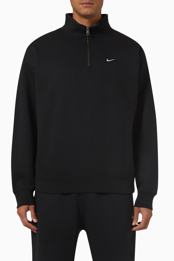 

Solo Swoosh 1/4-zip Top in Frech Terry Jersey, Black