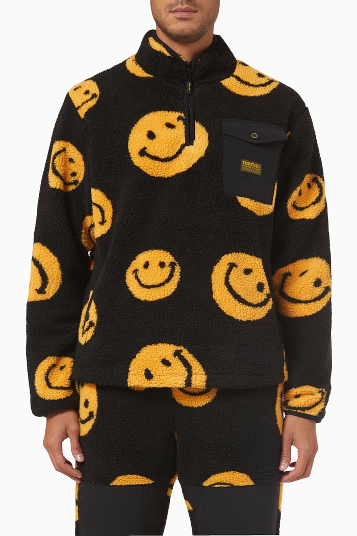 

Vintage Smiley Pullover in Fleece, Black