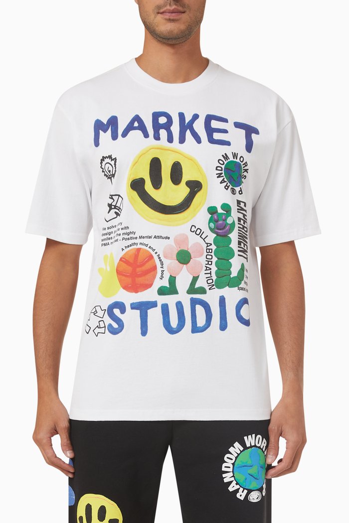 

Smiley Collage T-shirt in Cotton, White