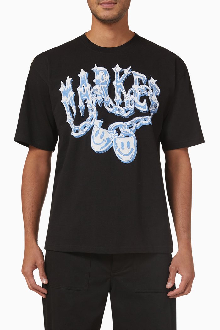 

Smiley Logo Chain T-shirt in Cotton, Black