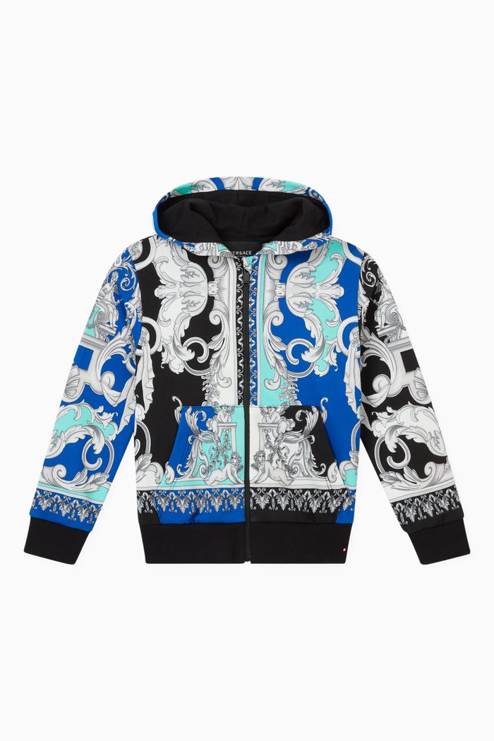 Barocco Hoodie in Cotton, Blue