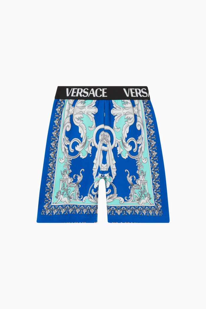 

Baroque Logo Shorts in Cotton, Blue