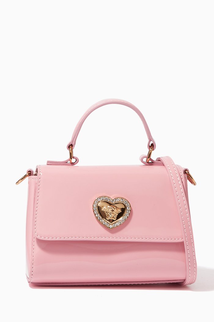 

Crystal Heart La Medusa Bag in Patent Calfskin Leather, Pink