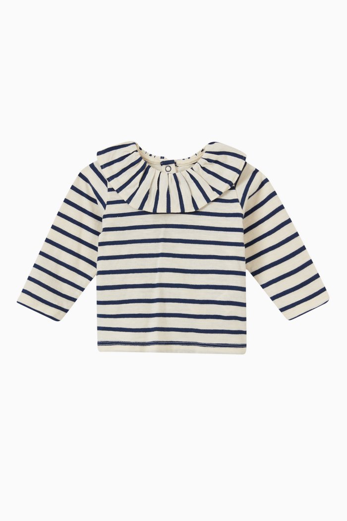 

Striped Blouse in Cotton, Blue