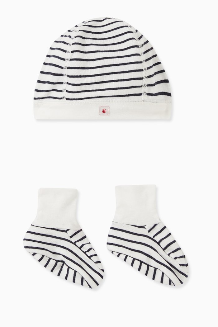 

Sailor Hat & Slipper Set in Organic Cotton, White