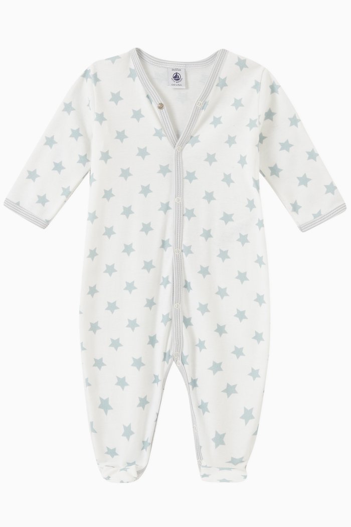 

Star Print Sleepsuit in Cotton, White