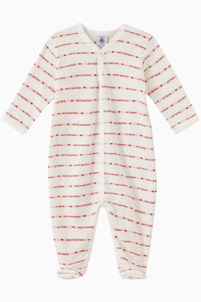 

Logo Print Sleepsuit in Organic Cotton, White