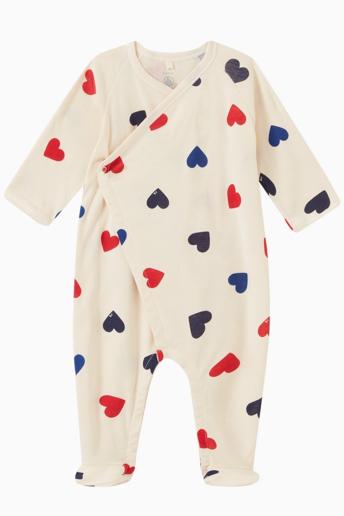 

Heart Print Sleepsuit in Cotton, Multicolour