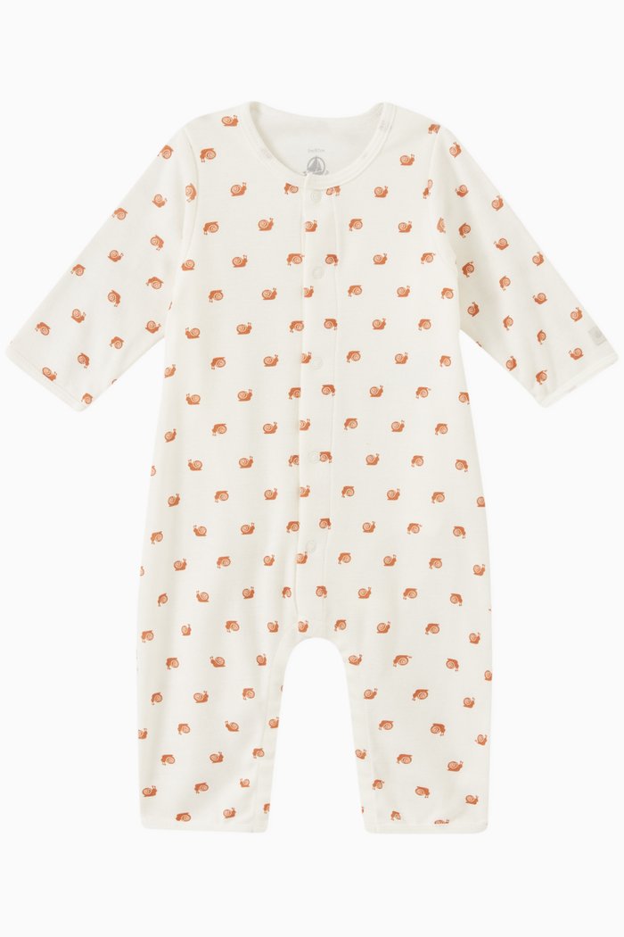

Snail Print Romper in Cotton, White