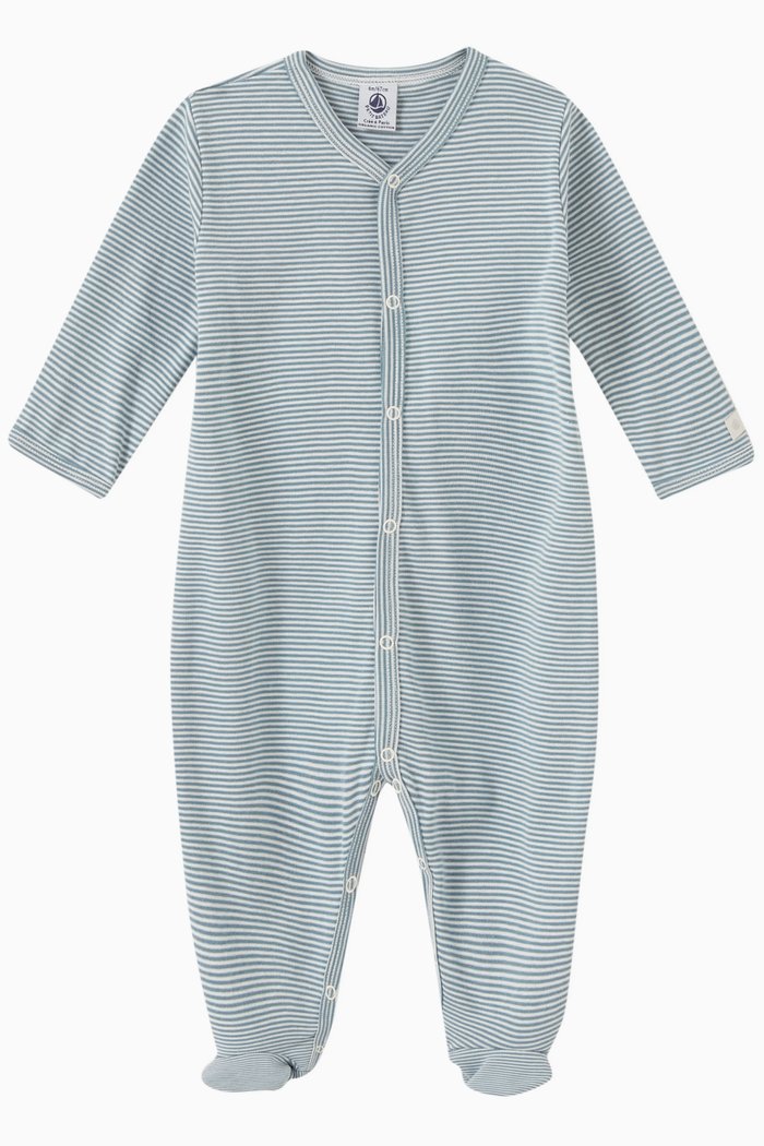 

Pinstriped Sleepsuit in Organic Cotton, Blue