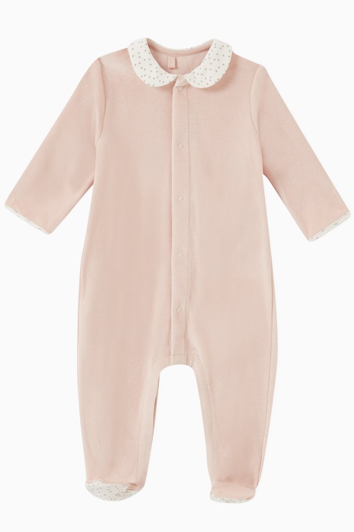 

Velour Sleepsuit in Organic Cotton, Pink