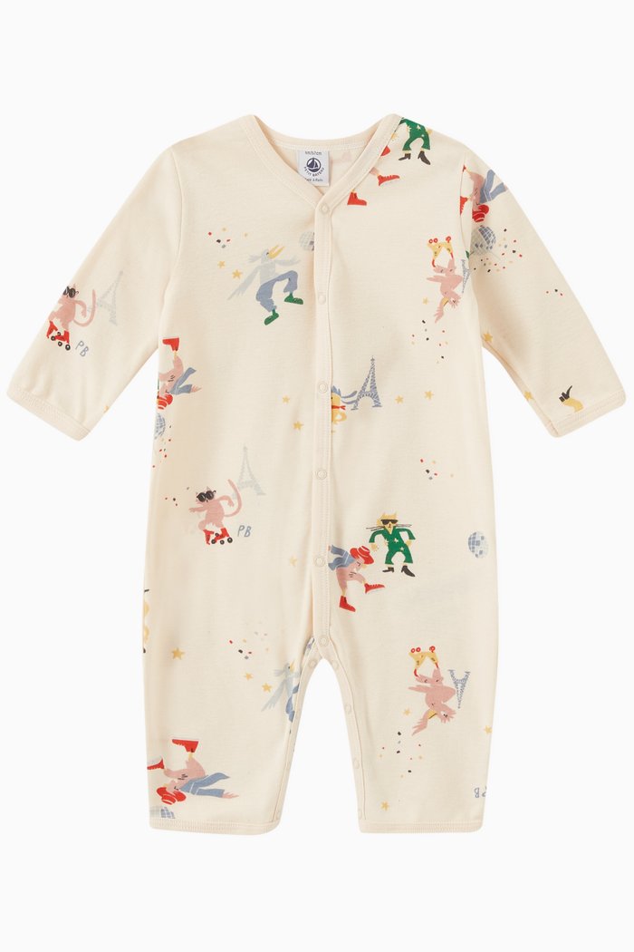 Graphic Print Romper in Cotton, Pink