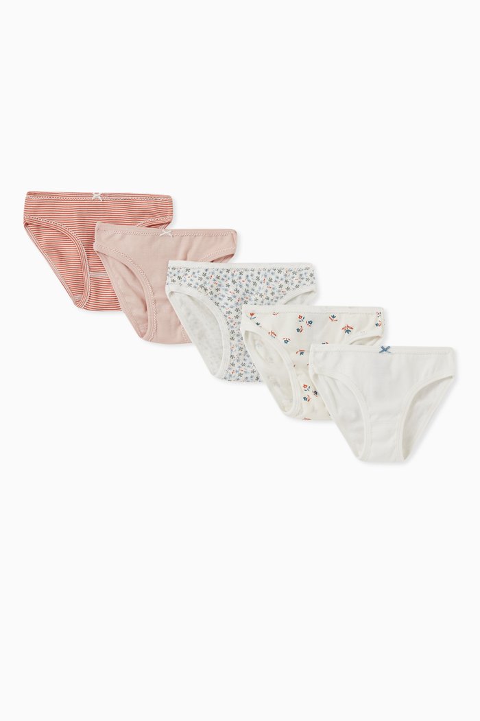

Patterned Briefs in Cotton, Set of 5, Multicolour