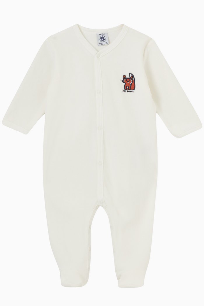 

Fox Detail Sleepsuit in Organic Cotton, White