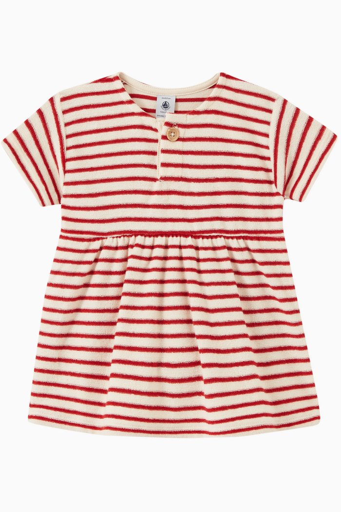 

Striped Dress in Organic Cotton, Red
