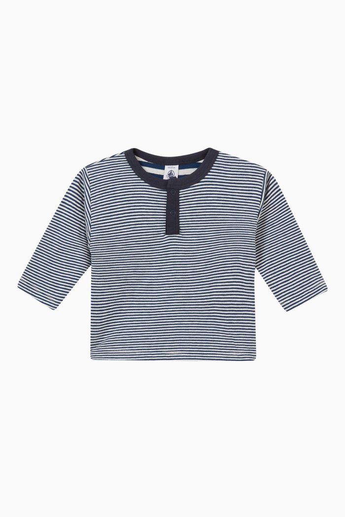 

Pinstriped T-shirt in Cotton, Blue