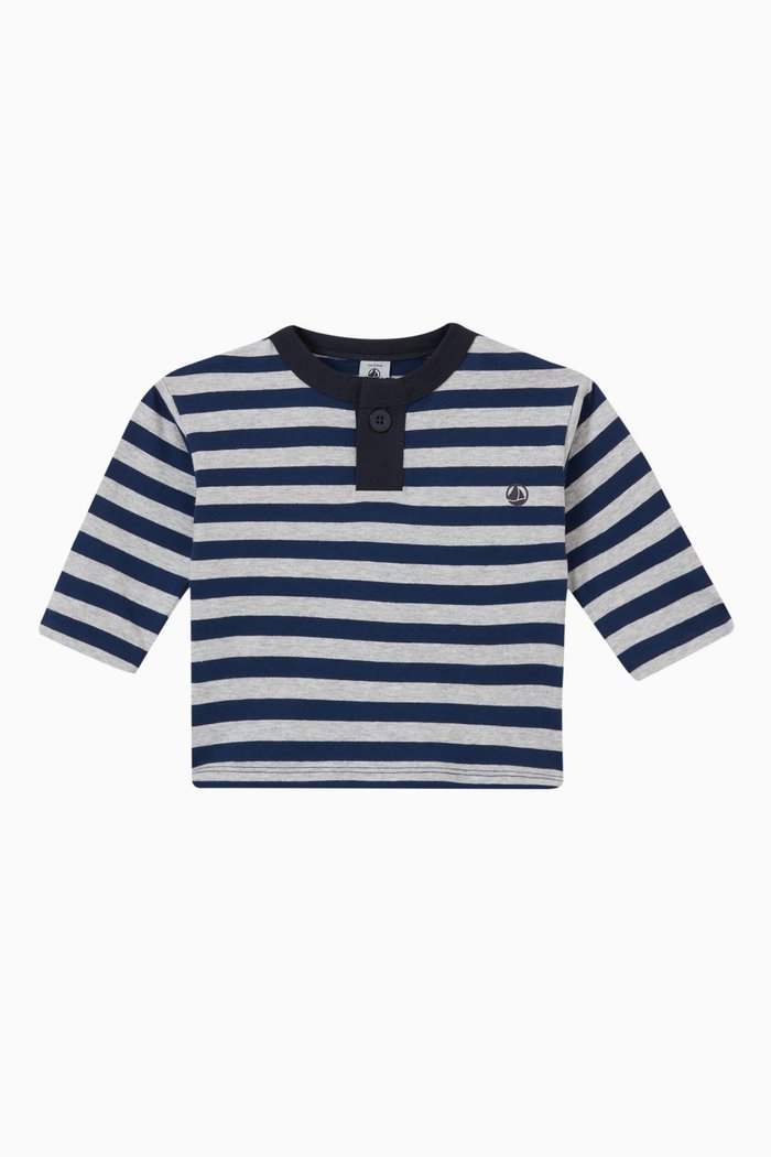 

Striped T-shirt in Cotton, Blue