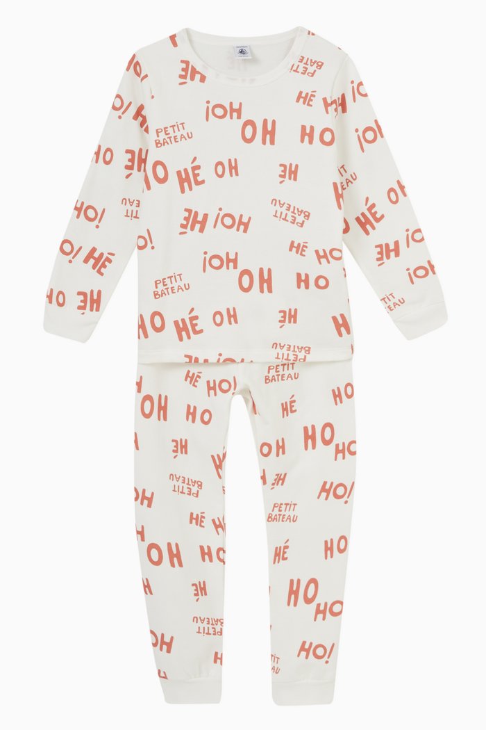 

Slogan Print Pyjamas in Organic Cotton, White