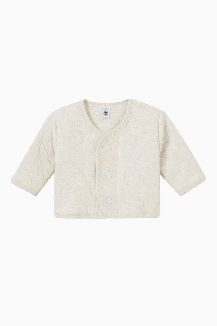 

Quilted Cardigan in Cotton Blend, Neutral