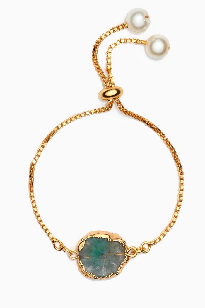 

Harmony Agate Bracelet in 18kt Gold-plated Copper