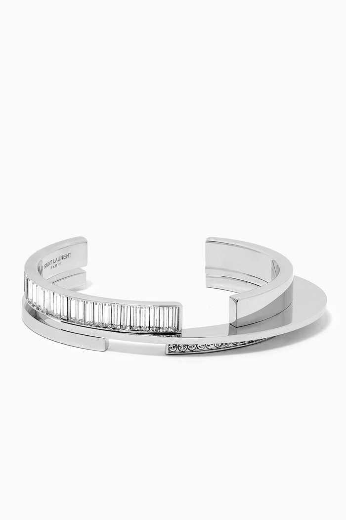 Cosmic Rhinestone Cuff Bracelet in Metal, Silver