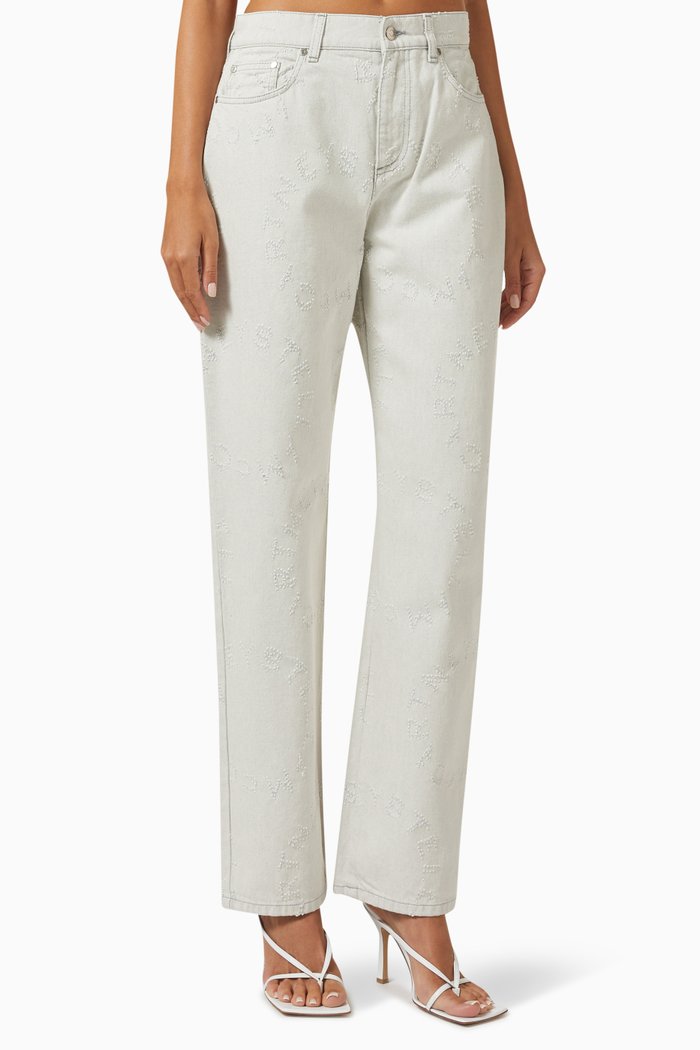Laser Logo Mid-rise Jeans in Denim, Grey