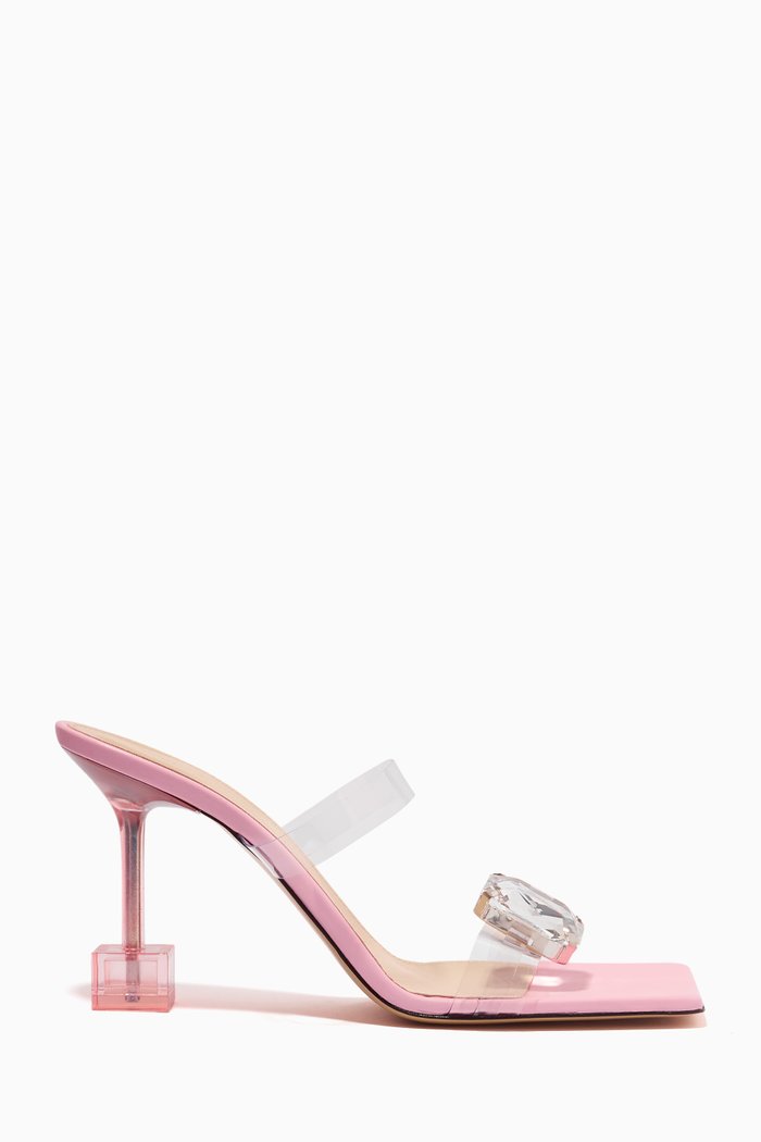 

Crystal-embellished Star 95 Mules in Plexi & Leather, Pink