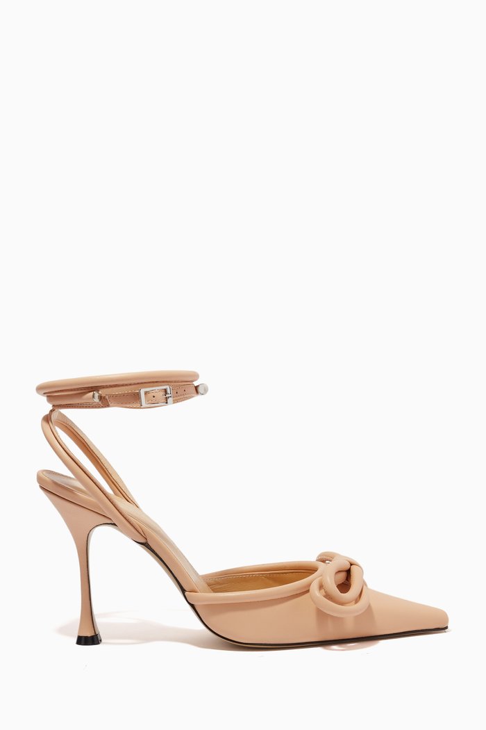 

Double Bow 100 Pumps in Leather, Neutral