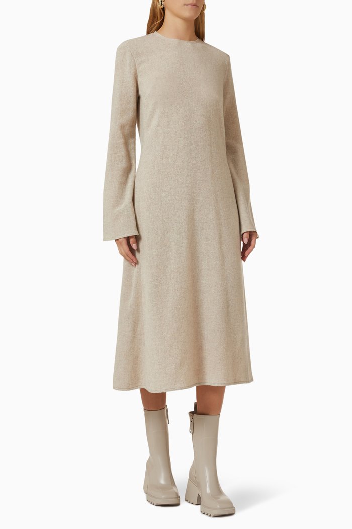 

Tunic Midi Dress in Recycled Cashmere Wool, Neutral
