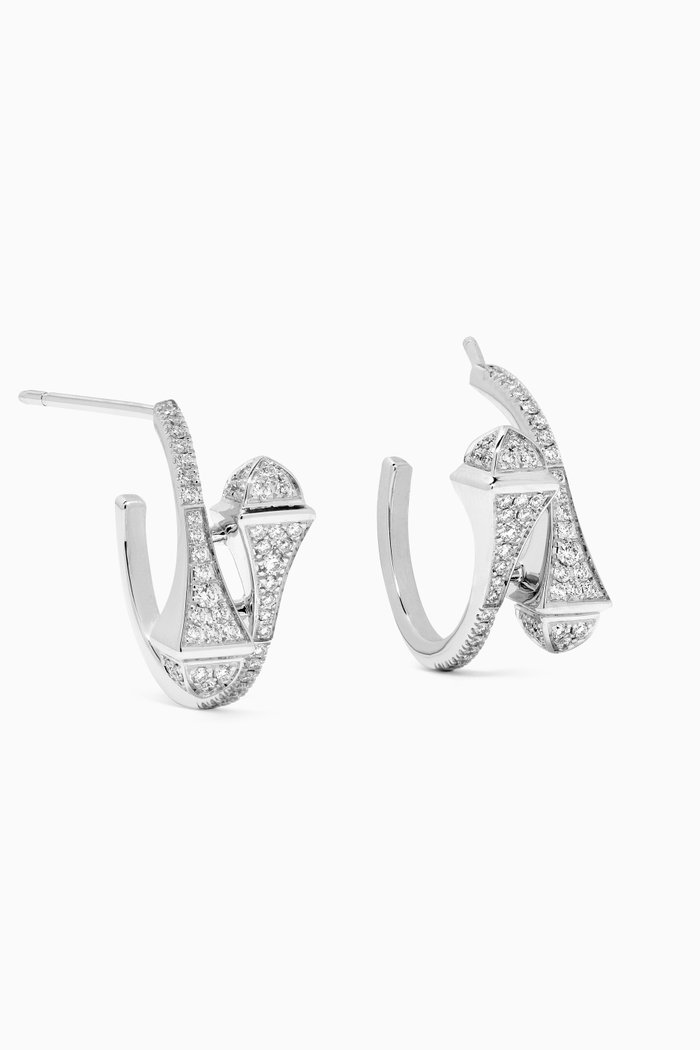 

Cleo Small Diamond Hoop Earrings in 18kt White Gold, Silver